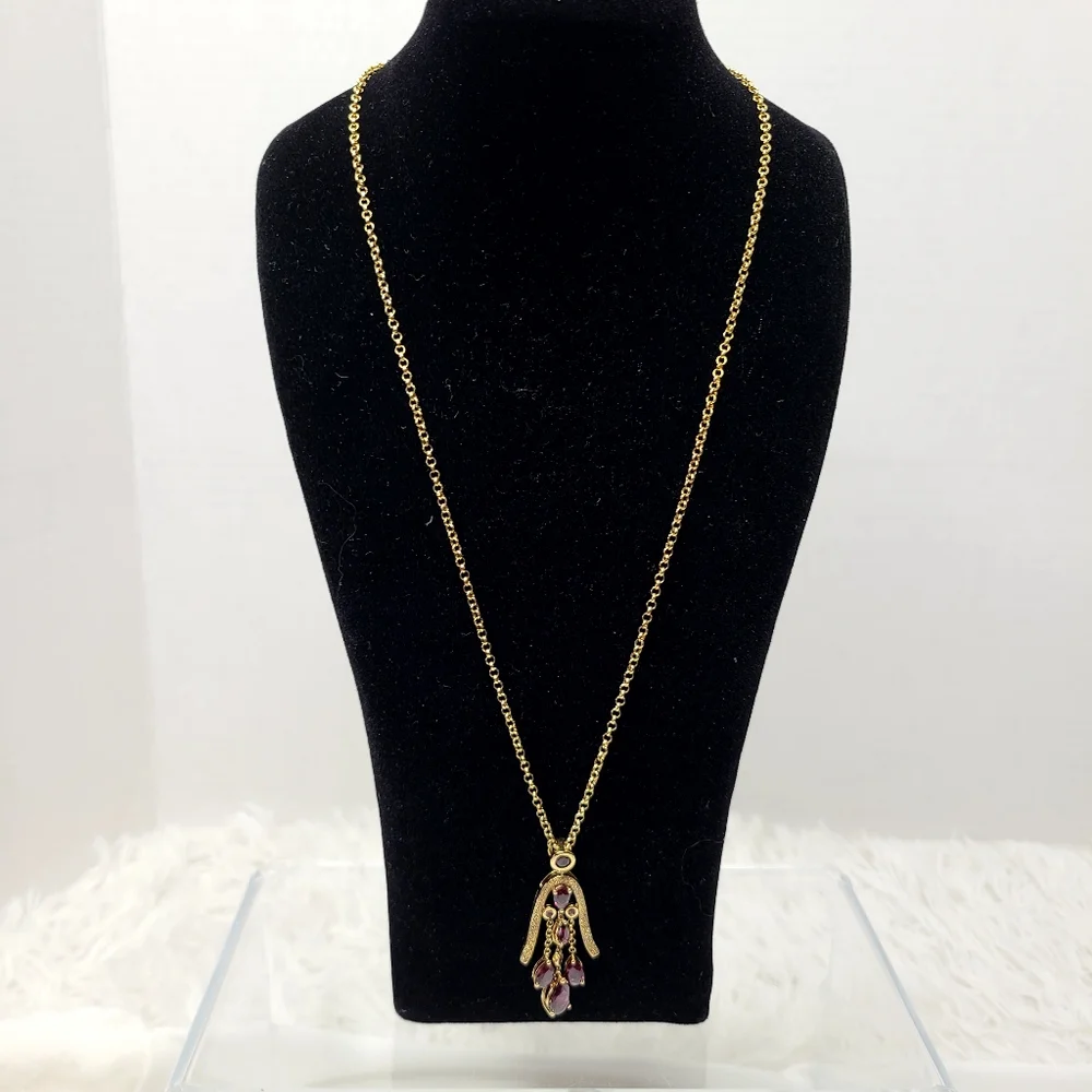 Garnet Tassel Pendant Necklace